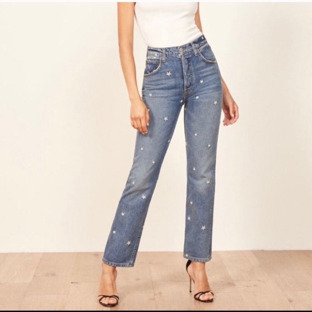 REFORMATION Cynthia Daisy Embroidered Jeans